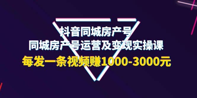 抖音同城房产号，同城房产号运营及变现实操课，每发一条视频赚1000-3000元网创库-网创项目资源站-副业项目-创业项目-搞钱项目网创库