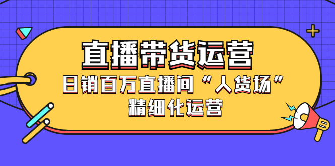 直播带货运营，销百万直播间“人货场”精细化运营网创库-网创项目资源站-副业项目-创业项目-搞钱项目网创库