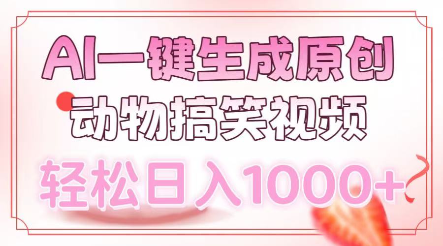 AI一键生成原创动物搞笑视频，轻松日入1000+网创库-网创项目资源站-副业项目-创业项目-搞钱项目网创库