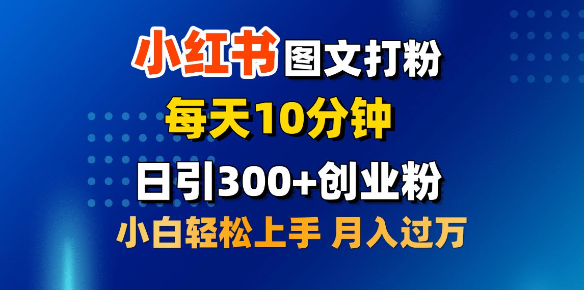 2月小红书图文打粉，每天10分钟，日引300+创业粉，小白轻松月入过万网创库-网创项目资源站-副业项目-创业项目-搞钱项目网创库