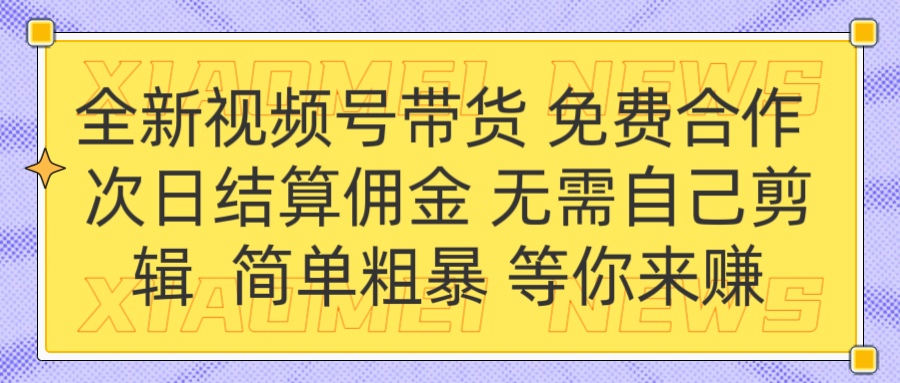 全新视频号 免费合作 佣金次日结算 无需自己剪辑网创库-网创项目资源站-副业项目-创业项目-搞钱项目网创库