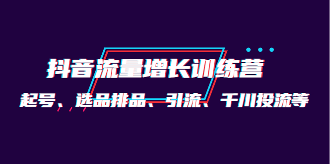 月销1.6亿实操团队·抖音流量增长训练营：起号、选品排品、引流 千川投流等网创库-网创项目资源站-副业项目-创业项目-搞钱项目网创库