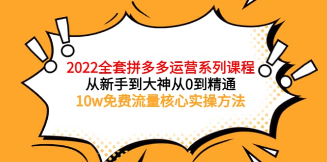 2022全套拼多多运营课程，从新手到大神从0到精通，10w免费流量核心实操方法网创库-网创项目资源站-副业项目-创业项目-搞钱项目网创库
