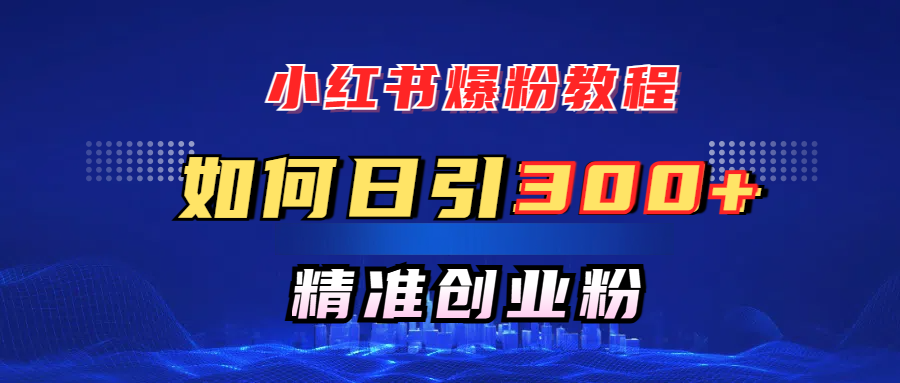 小红书爆粉教程，如何日引300+创业粉，快速实现精准变现！网创库-网创项目资源站-副业项目-创业项目-搞钱项目网创库