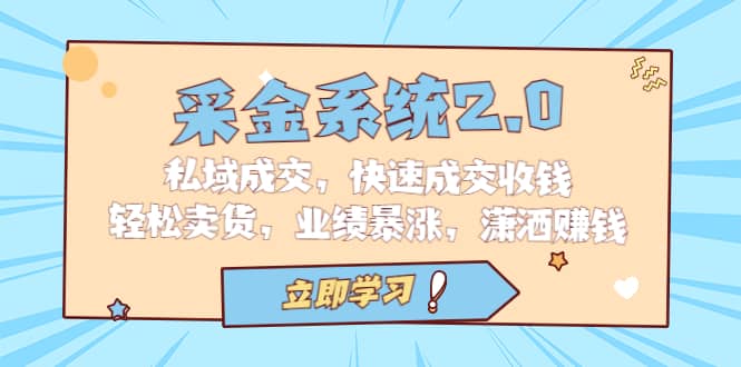 采金 系统2.0，私域成交，快速成交收钱，轻松卖货，业绩暴涨，潇洒赚钱网创库-网创项目资源站-副业项目-创业项目-搞钱项目网创库