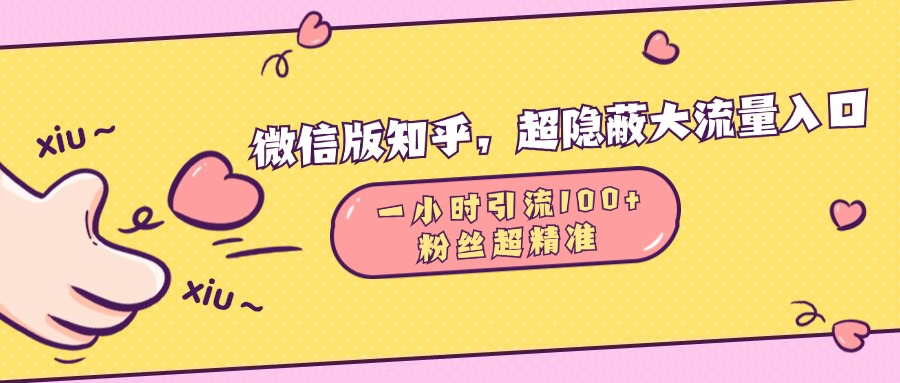微信版知乎，超隐蔽流量入口，一小时引流100人，粉丝质量超高网创库-网创项目资源站-副业项目-创业项目-搞钱项目网创库