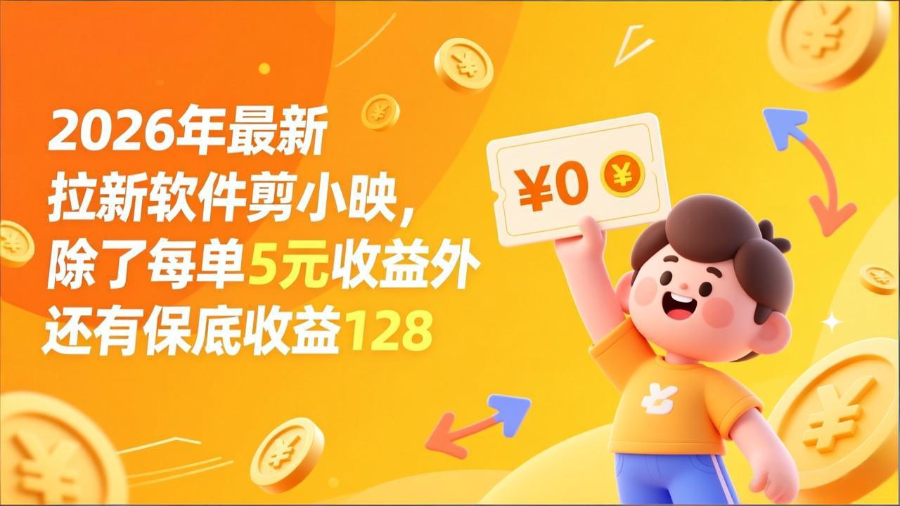 最新拉新软件剪小映，除了每单5元收益外还有保底收益128网创库-网创项目资源站-副业项目-创业项目-搞钱项目网创库
