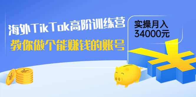 海外TikTok高阶训练营：教你做个能赚钱的账号，实操月入34000元！网创库-网创项目资源站-副业项目-创业项目-搞钱项目网创库