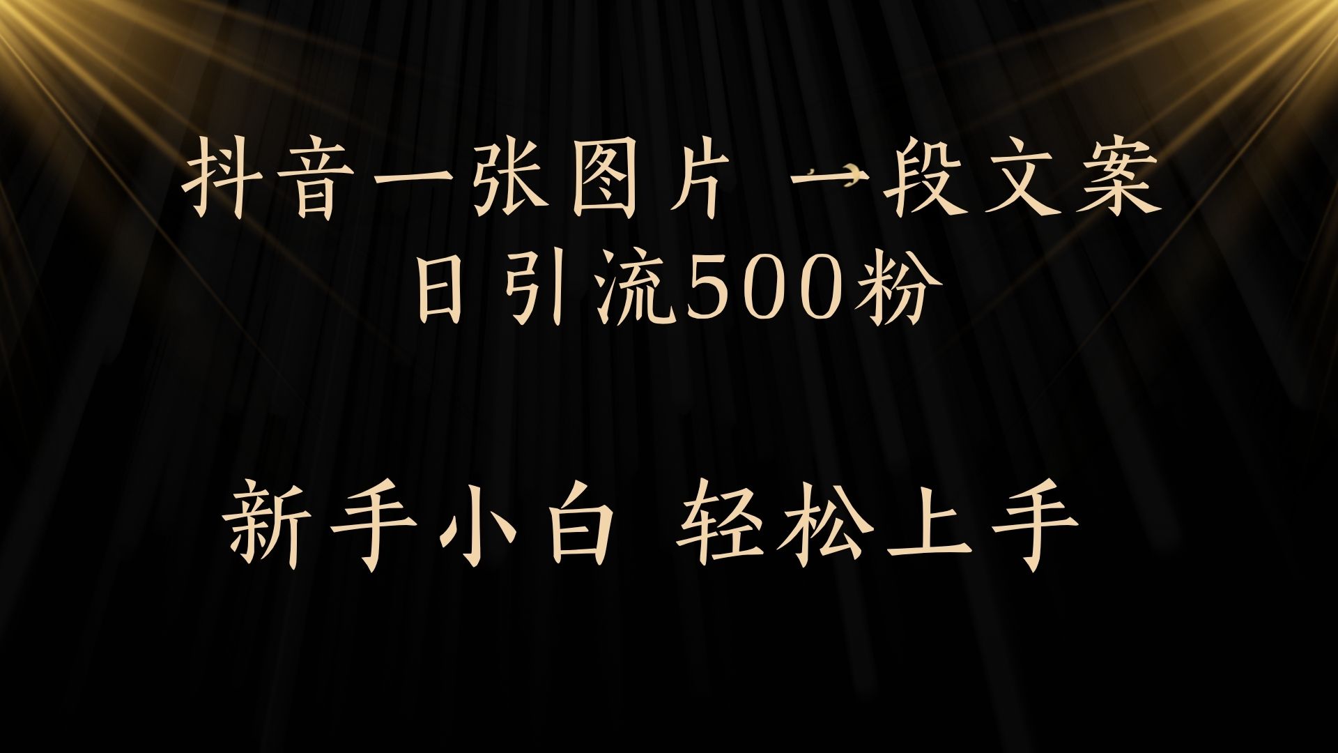 每天2分钟，抖音一张图片 一段文案日引流500粉网创库-网创项目资源站-副业项目-创业项目-搞钱项目网创库