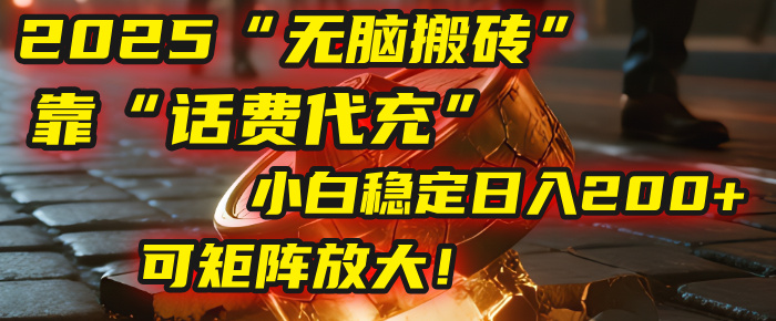 无脑搬砖项目：靠“话费代充”，小白稳定日入200+，可矩阵放大！网创库-网创项目资源站-副业项目-创业项目-搞钱项目网创库