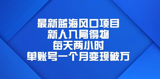 最新蓝海风口项目，新人入局得物，每天两小时，单账号一个月变现破万网创库-网创项目资源站-副业项目-创业项目-搞钱项目网创库