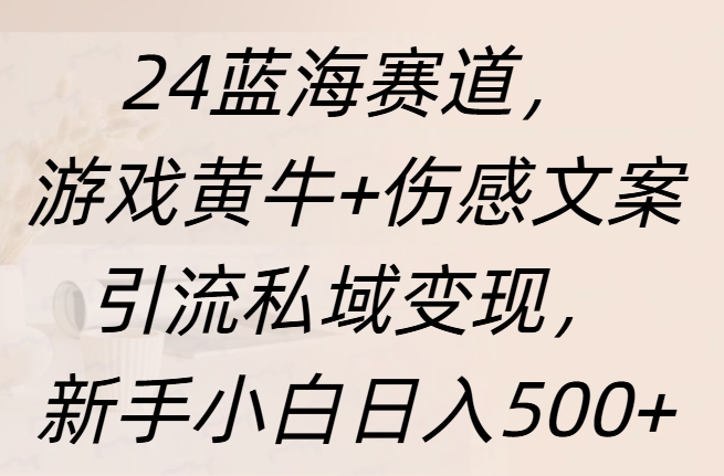 24蓝海赛道，游戏黄牛+伤感文案引流私域变现，新手日入500+网创库-网创项目资源站-副业项目-创业项目-搞钱项目网创库