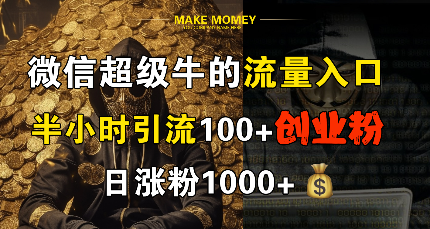 微信超级牛的流量入口，半小时引流100+创业粉，日涨粉1000+网创库-网创项目资源站-副业项目-创业项目-搞钱项目网创库