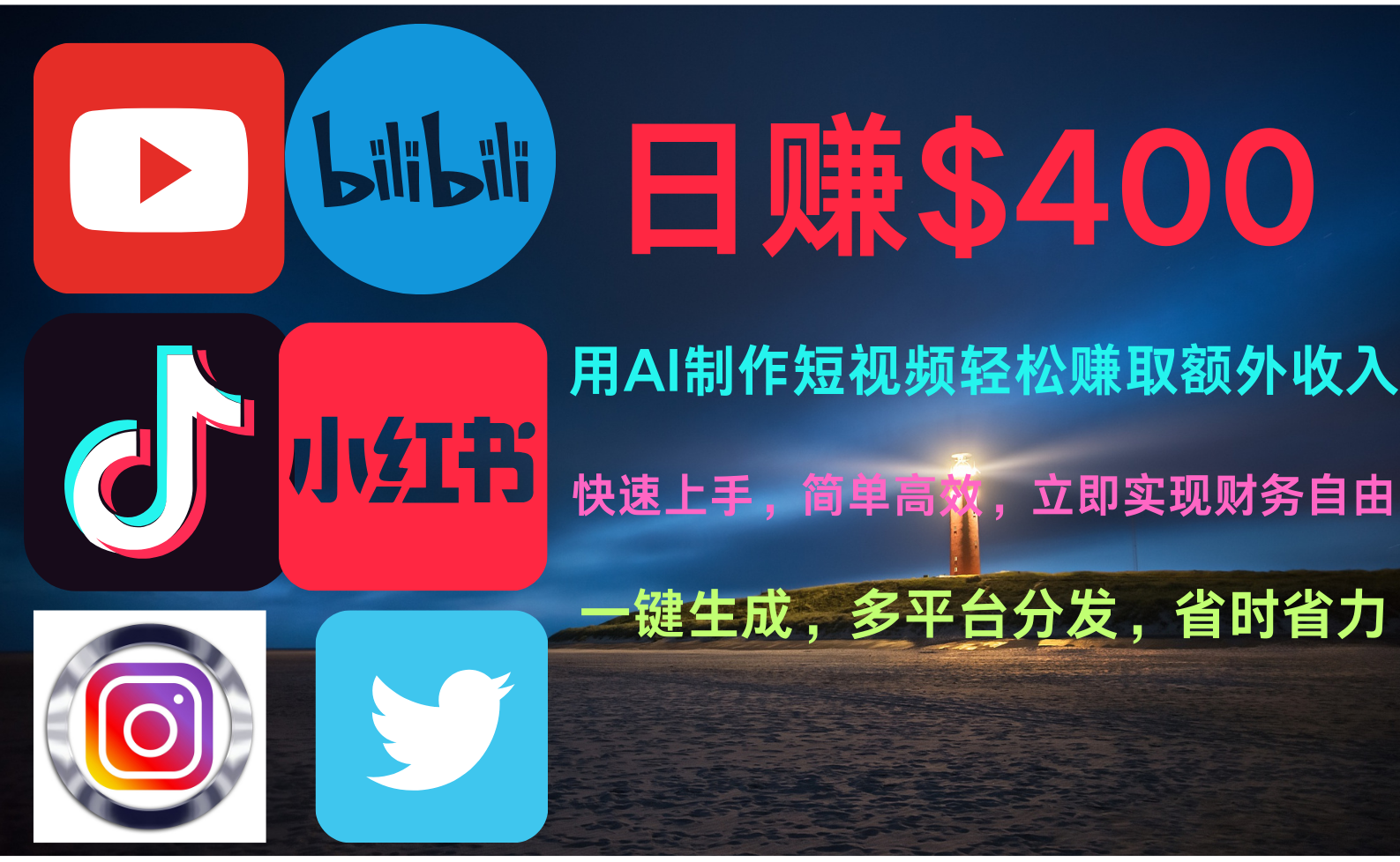 玩转全网视频平台，创造视频就能轻松赚取每天400美金网创库-网创项目资源站-副业项目-创业项目-搞钱项目网创库