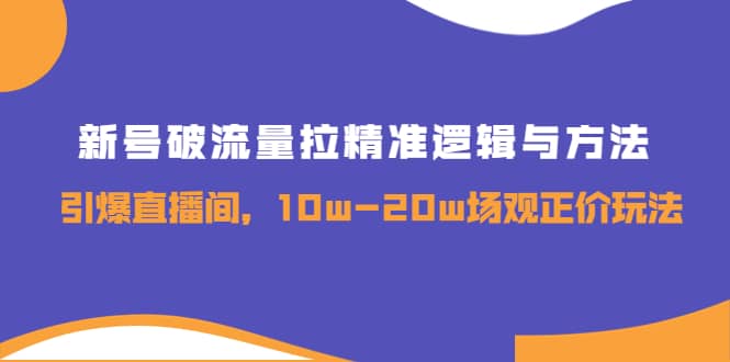 新号破流量拉精准逻辑与方法，引爆直播间，10w-20w场观正价玩法网创库-网创项目资源站-副业项目-创业项目-搞钱项目网创库