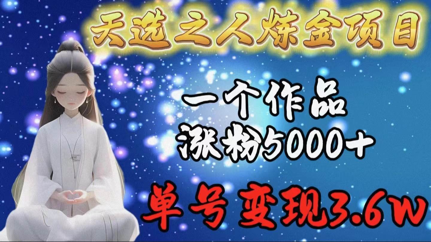 天选之人炼金项目，一个作品涨粉5000+，单号变现3.6w网创库-网创项目资源站-副业项目-创业项目-搞钱项目网创库