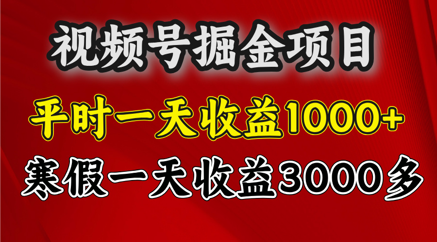 视频号掘金项目，寒假一天收益3000多网创库-网创项目资源站-副业项目-创业项目-搞钱项目网创库