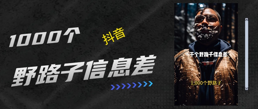 抖音一千个野路子信息差最新玩法教程引流＋变现的玩法具体拆解网创库-网创项目资源站-副业项目-创业项目-搞钱项目网创库