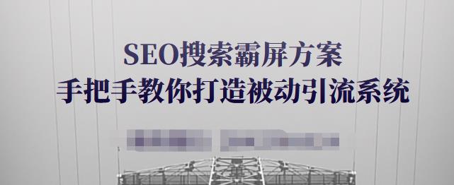 SEO搜索霸屏方案，手把手教你打造被动引流系统【视频课程】网创库-网创项目资源站-副业项目-创业项目-搞钱项目网创库