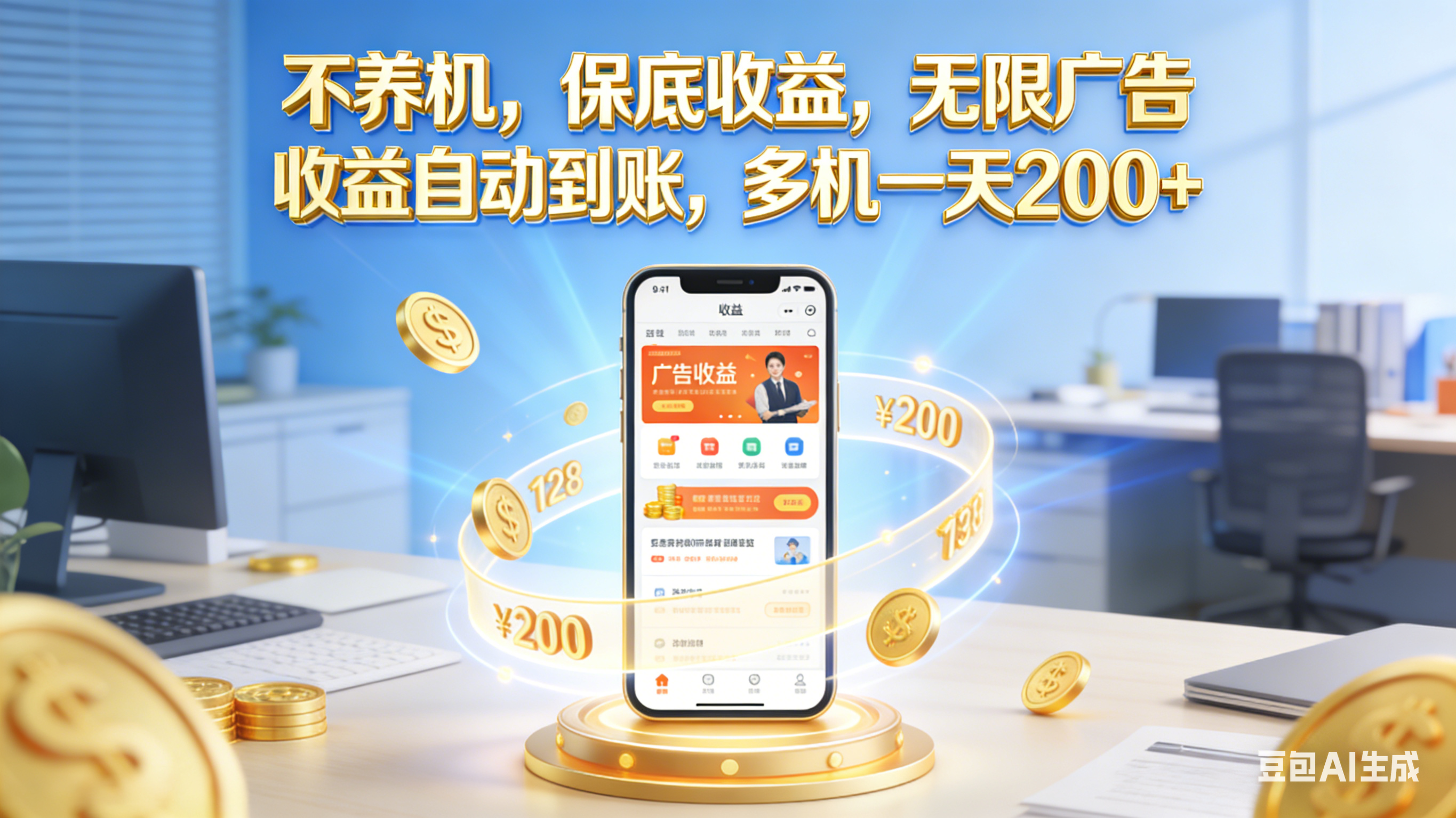 不养机，保底收益，无限广告，收益自动到账，多机一天200+网创库-网创项目资源站-副业项目-创业项目-搞钱项目网创库