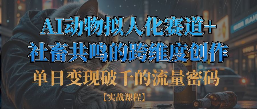 单日变现破千的流量密码,AI动物拟人化赛道+社畜共鸣的跨维度创作网创库-网创项目资源站-副业项目-创业项目-搞钱项目网创库
