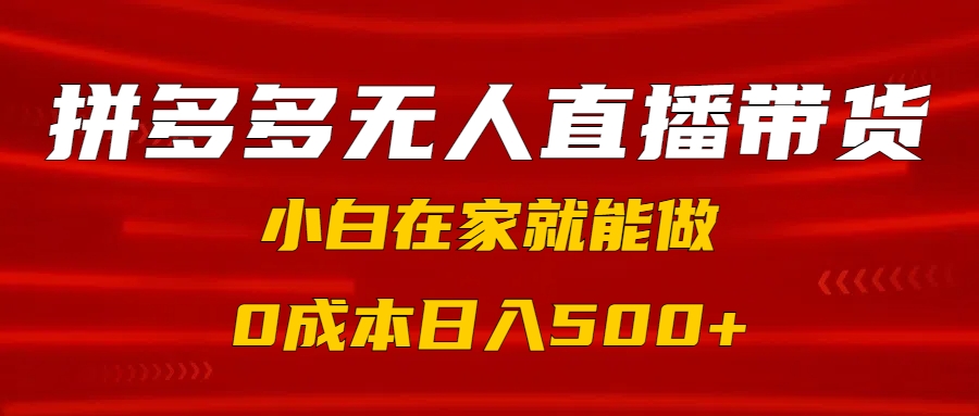 拼多多无人直播带货，小白在家就能做，0成本日入500+网创库-网创项目资源站-副业项目-创业项目-搞钱项目网创库