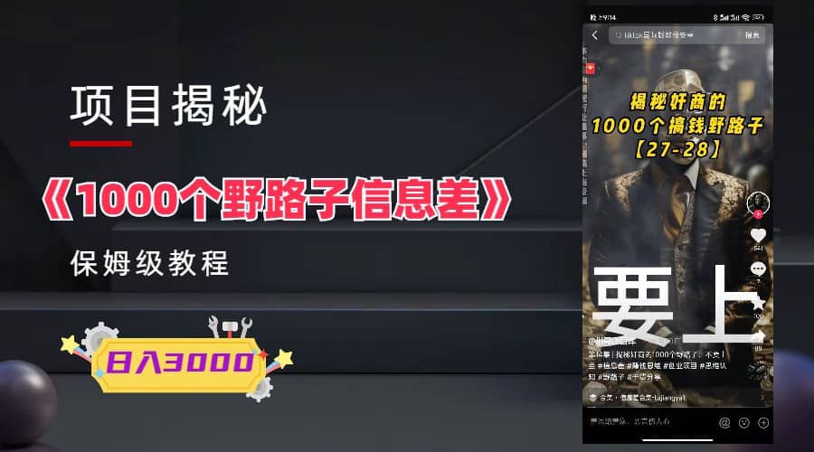 1000个野路子信息差保姆式教程-单日变现3000+的玩法解密网创库-网创项目资源站-副业项目-创业项目-搞钱项目网创库