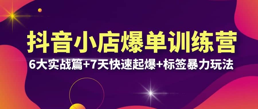 抖音小店爆单训练营VIP线下课：6大实战篇+7天快速起爆+标签暴力玩法(32节)网创库-网创项目资源站-副业项目-创业项目-搞钱项目网创库