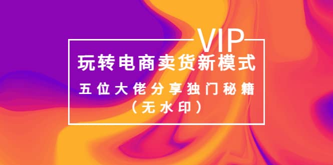某收费培训：玩转电商卖货新模式，五位大佬分享独门秘籍（无水印）网创库-网创项目资源站-副业项目-创业项目-搞钱项目网创库