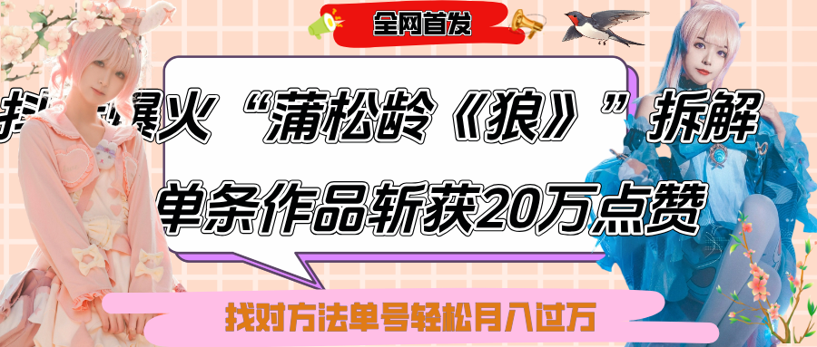 抖音爆火“蒲松龄《狼》”实战拆解，仅6条作品涨粉24W,单条作品收获20万点赞，找对方法轻松起号月入过万网创库-网创项目资源站-副业项目-创业项目-搞钱项目网创库