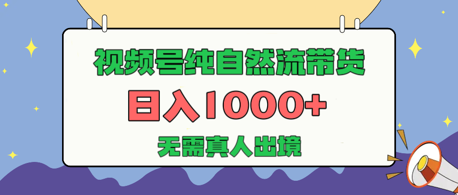 视频号纯自然流带货，日入1000+，无需真人出境，新手小白也可操作网创库-网创项目资源站-副业项目-创业项目-搞钱项目网创库