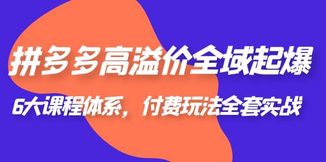 拼多多-高溢价 全域 起爆，6大课程体系，付费玩法全套实战网创库-网创项目资源站-副业项目-创业项目-搞钱项目网创库