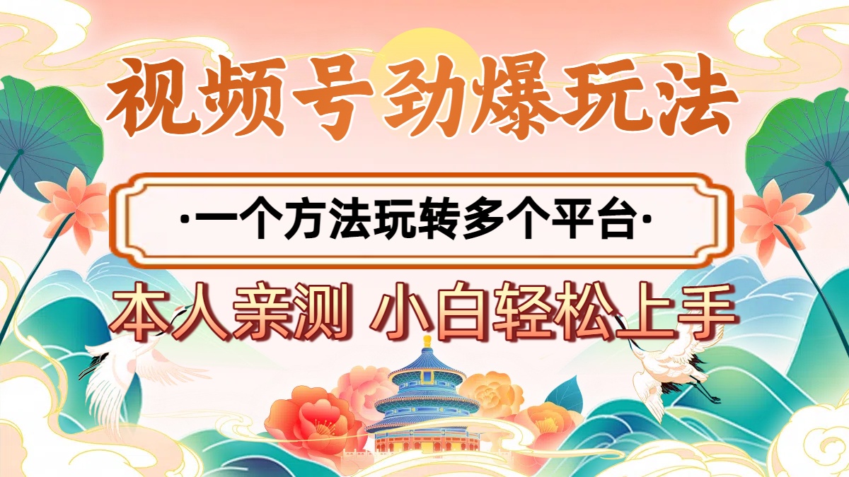 2025年视频号劲爆玩法，一个方法玩转多个平台 小白也能轻松上手网创库-网创项目资源站-副业项目-创业项目-搞钱项目网创库