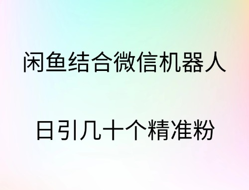 闲鱼结合微信机器人，日引几十个精准粉网创库-网创项目资源站-副业项目-创业项目-搞钱项目网创库