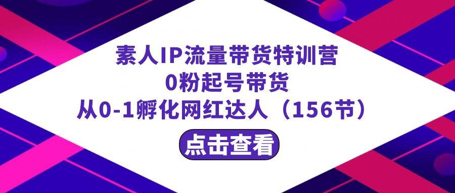 繁星·计划素人IP流量带货特训营：0粉起号带货 从0-1孵化网红达人（156节）网创库-网创项目资源站-副业项目-创业项目-搞钱项目网创库