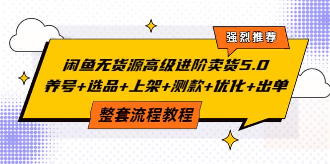闲鱼无货源高级进阶卖货5.0，养号+选品+上架+测款+优化+出单整套流程教程网创库-网创项目资源站-副业项目-创业项目-搞钱项目网创库