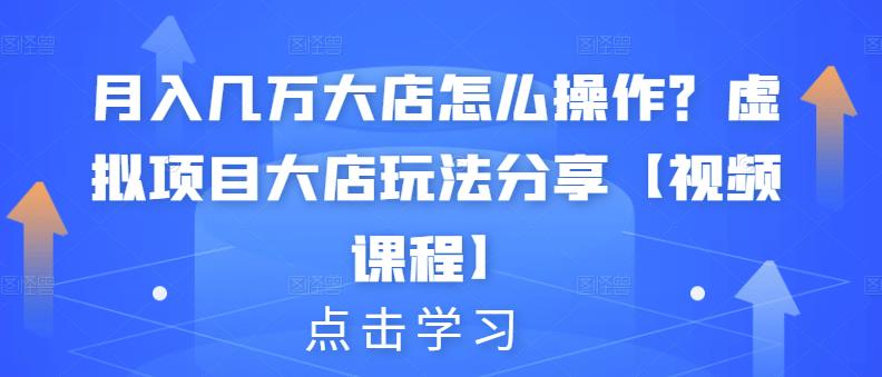 月入几万大店怎么操作？虚拟项目大店玩法分享【视频课程】网创库-网创项目资源站-副业项目-创业项目-搞钱项目网创库