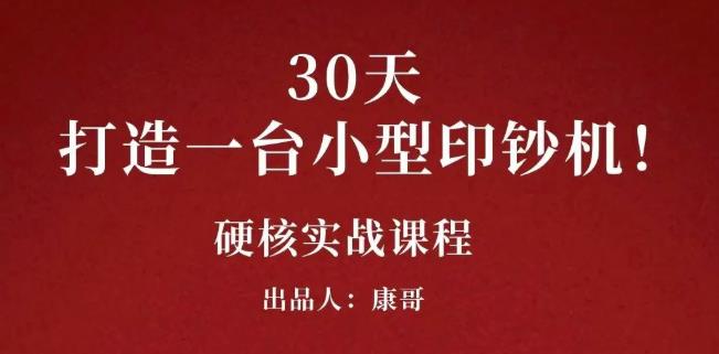 康哥30天打造一台小型印钞机：躺赚30万的项目完整复盘（视频教程）网创库-网创项目资源站-副业项目-创业项目-搞钱项目网创库
