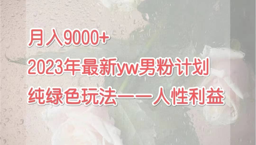 月入9000+2023年9月最新yw男粉计划绿色玩法——人性之利益网创库-网创项目资源站-副业项目-创业项目-搞钱项目网创库