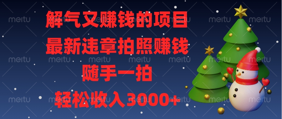 解气又赚钱的项目，最新违章拍照赚钱，随手一拍，轻松收入3000+网创库-网创项目资源站-副业项目-创业项目-搞钱项目网创库