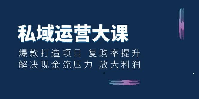私域运营大课：爆款打造项目 复购率提升 解决现金流压力 放大利润网创库-网创项目资源站-副业项目-创业项目-搞钱项目网创库