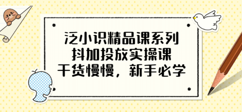 泛小识精品课系列：抖加投放实操课，干货慢慢，新手必学（12节视频课）网创库-网创项目资源站-副业项目-创业项目-搞钱项目网创库