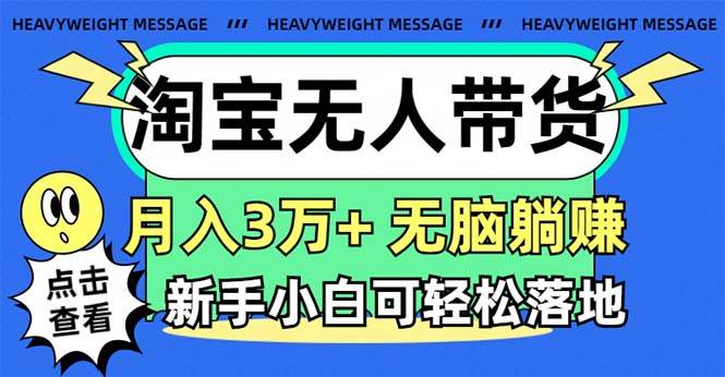 淘宝无人带货3.0高收益玩法，月入3万+，无脑躺赚，新手小白可落地实操网创库-网创项目资源站-副业项目-创业项目-搞钱项目网创库