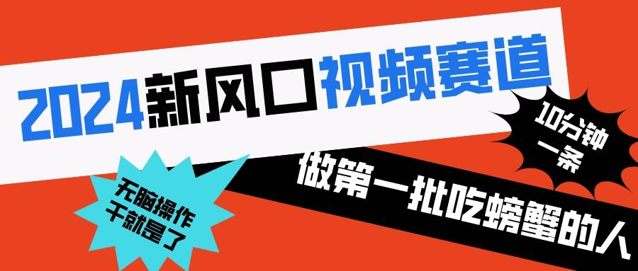 2024新风口视频赛道 做第一批吃螃蟹的人 10分钟一条原创视频 小白无脑操作1网创库-网创项目资源站-副业项目-创业项目-搞钱项目网创库