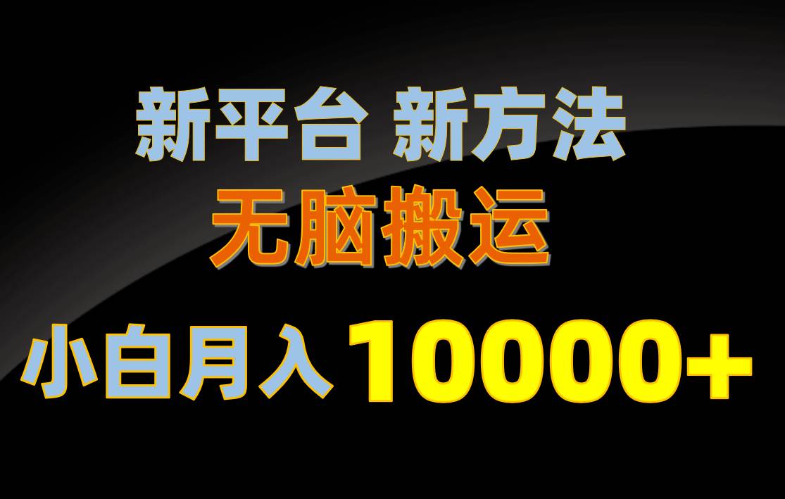 新平台新方法，无脑搬运，月赚10000+，小白轻松上手不动脑网创库-网创项目资源站-副业项目-创业项目-搞钱项目网创库