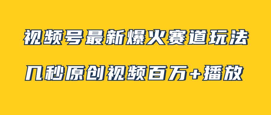 视频号最新爆火赛道玩法，几秒视频可达百万播放，小白即可操作（附素材）网创库-网创项目资源站-副业项目-创业项目-搞钱项目网创库