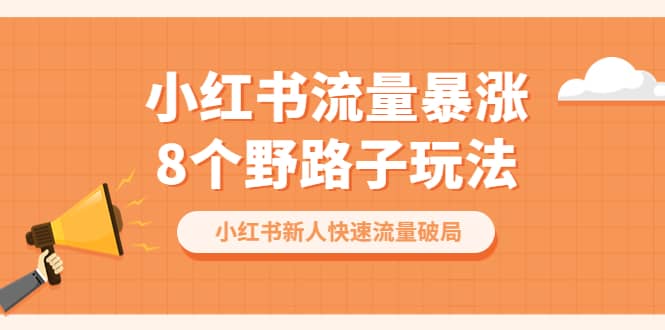 小红书流量-暴涨8个野路子玩法：小红书新人快速流量破局（8节课）网创库-网创项目资源站-副业项目-创业项目-搞钱项目网创库