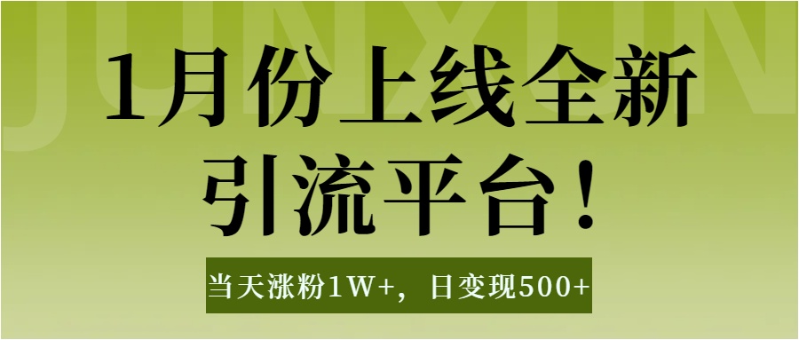 1月上线全新引流平台，当天涨粉1W+，日变现500+工具无脑涨粉，解放双手操作简单网创库-网创项目资源站-副业项目-创业项目-搞钱项目网创库
