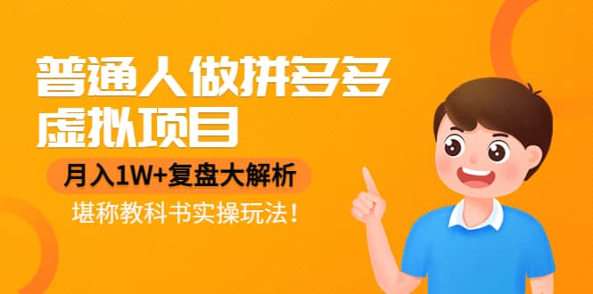 普通人做拼多多虚拟项目，复盘大解析，堪称教科书实操玩法网创库-网创项目资源站-副业项目-创业项目-搞钱项目网创库
