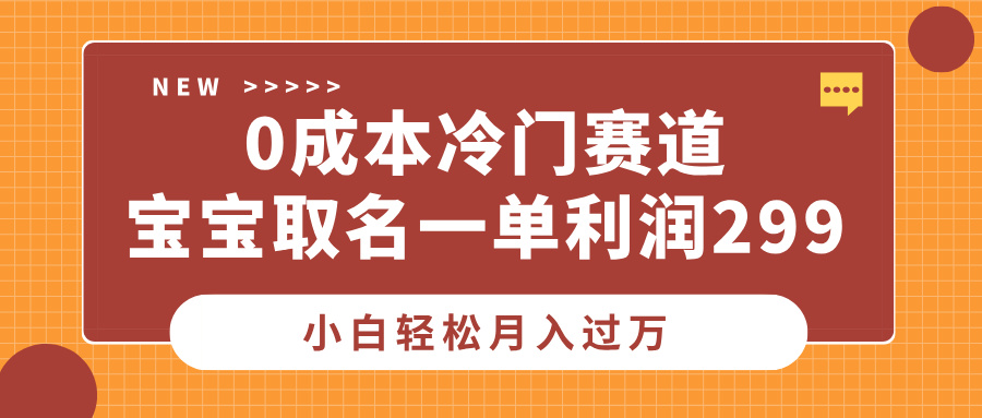 0成本冷门赛道，宝宝取名一单利润299，小白轻松月入过万网创库-网创项目资源站-副业项目-创业项目-搞钱项目网创库